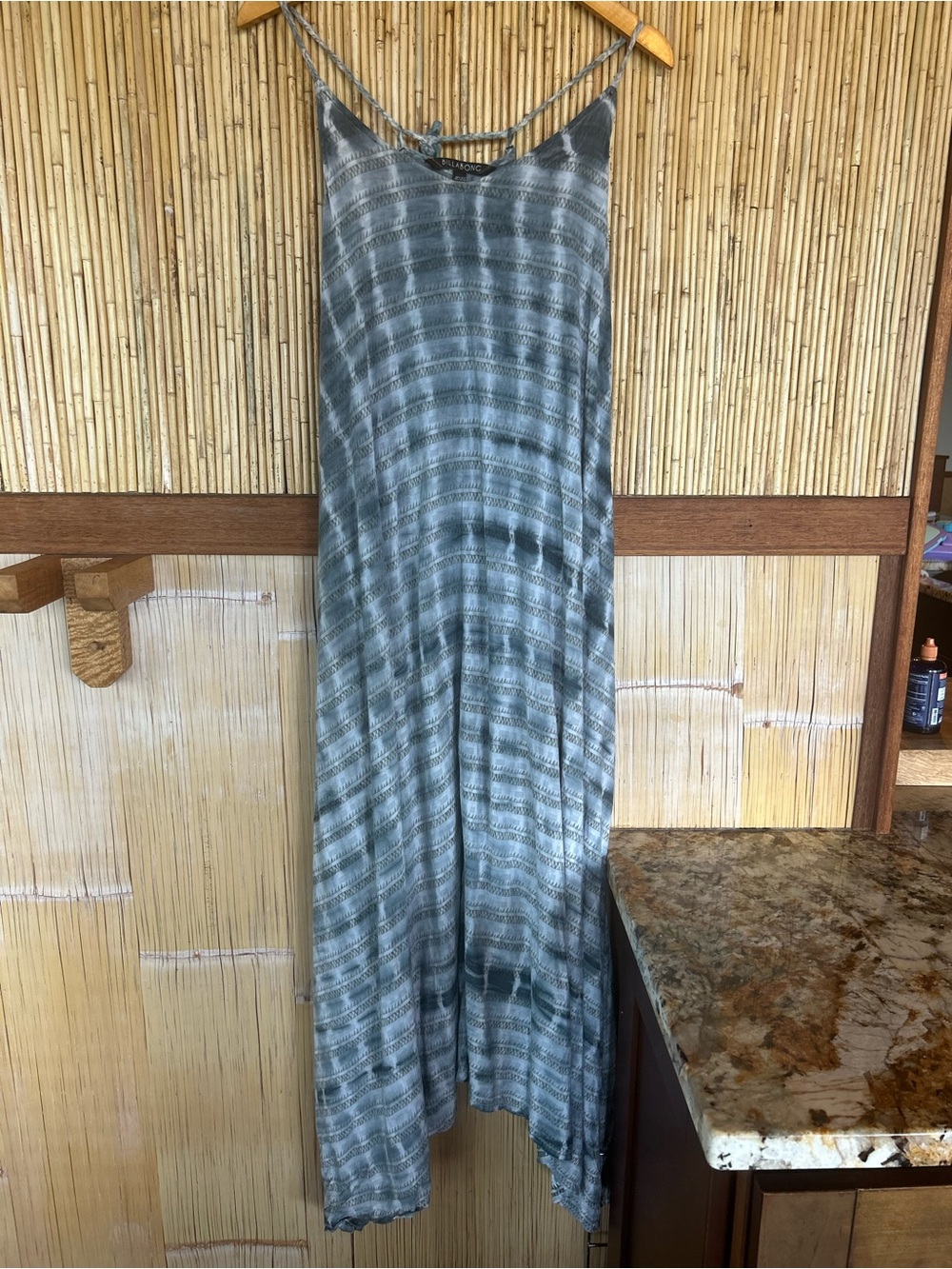 Billabong Shibori Tie Dye Maxi Dress Blue Boho Beach Resortwear Oversized Indie